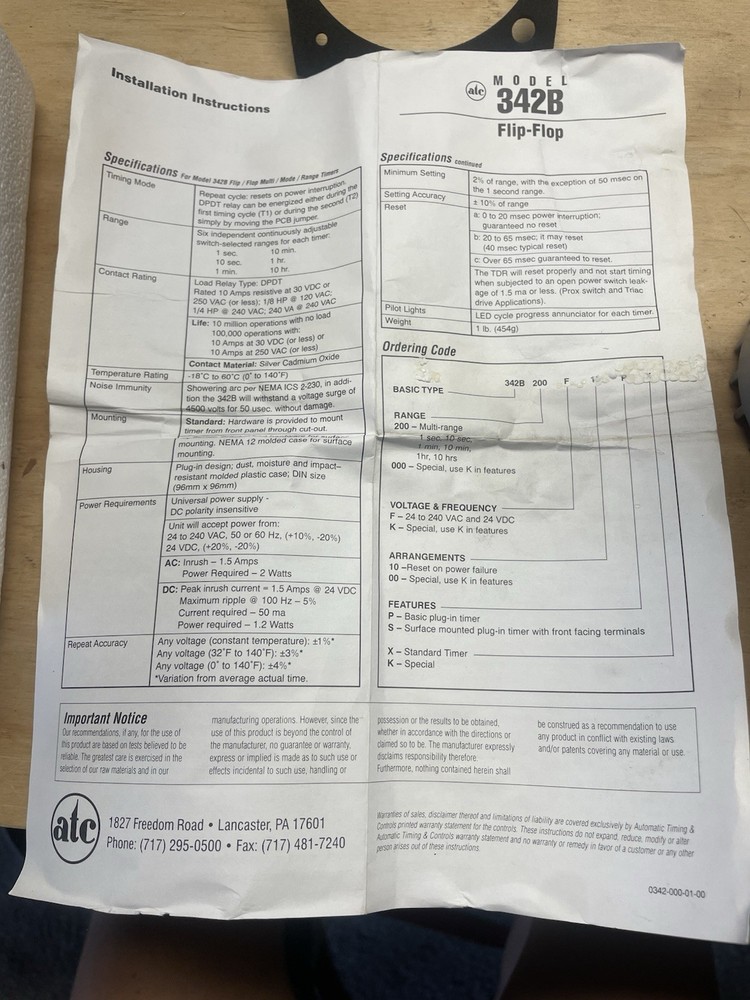 Automatic Timing & Controls multi-range repeat cycle timer