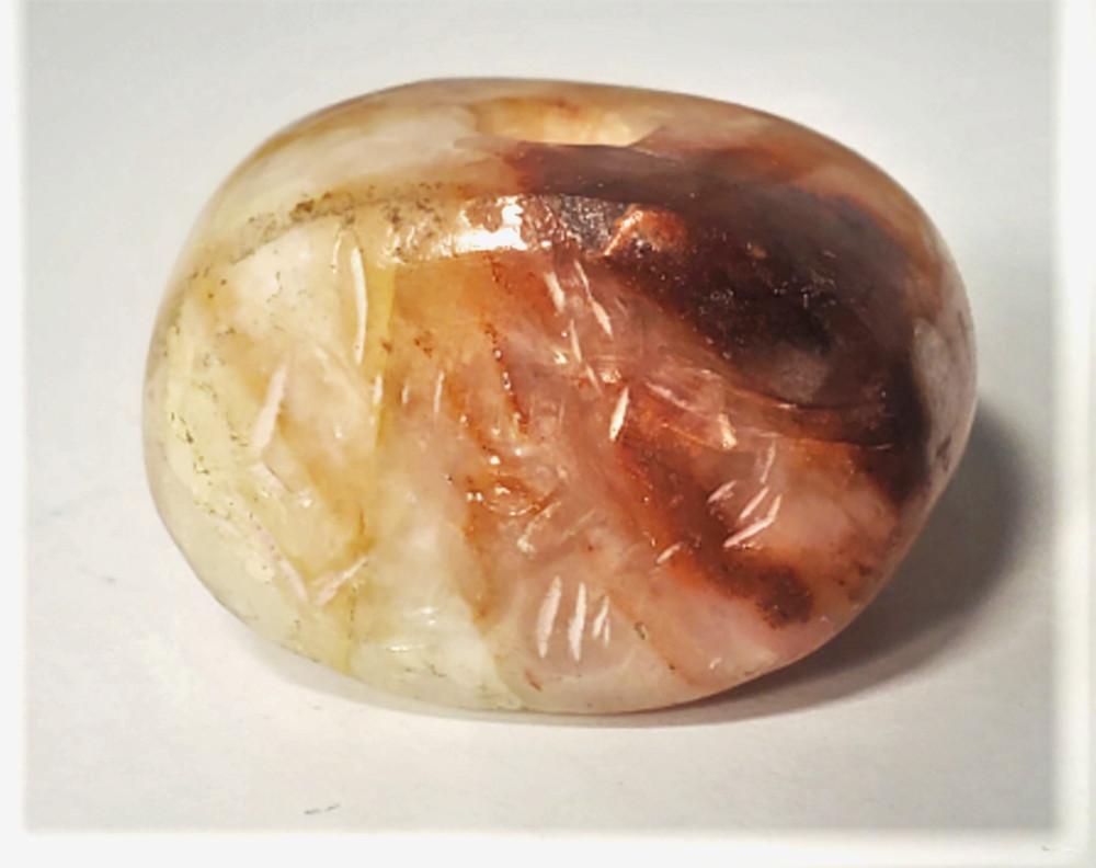Ancient Marbled Agate Bird Riding Gazelle Stamp Seal Bead