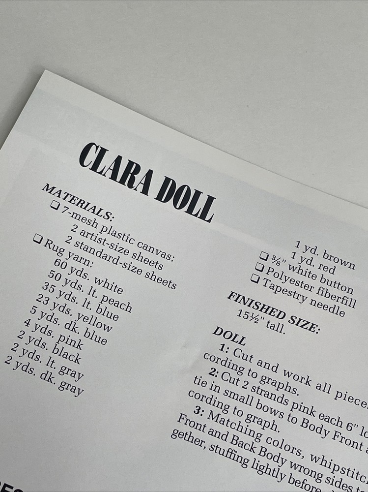 Annie's Attic Clara Doll Plastic Canvas Pattern