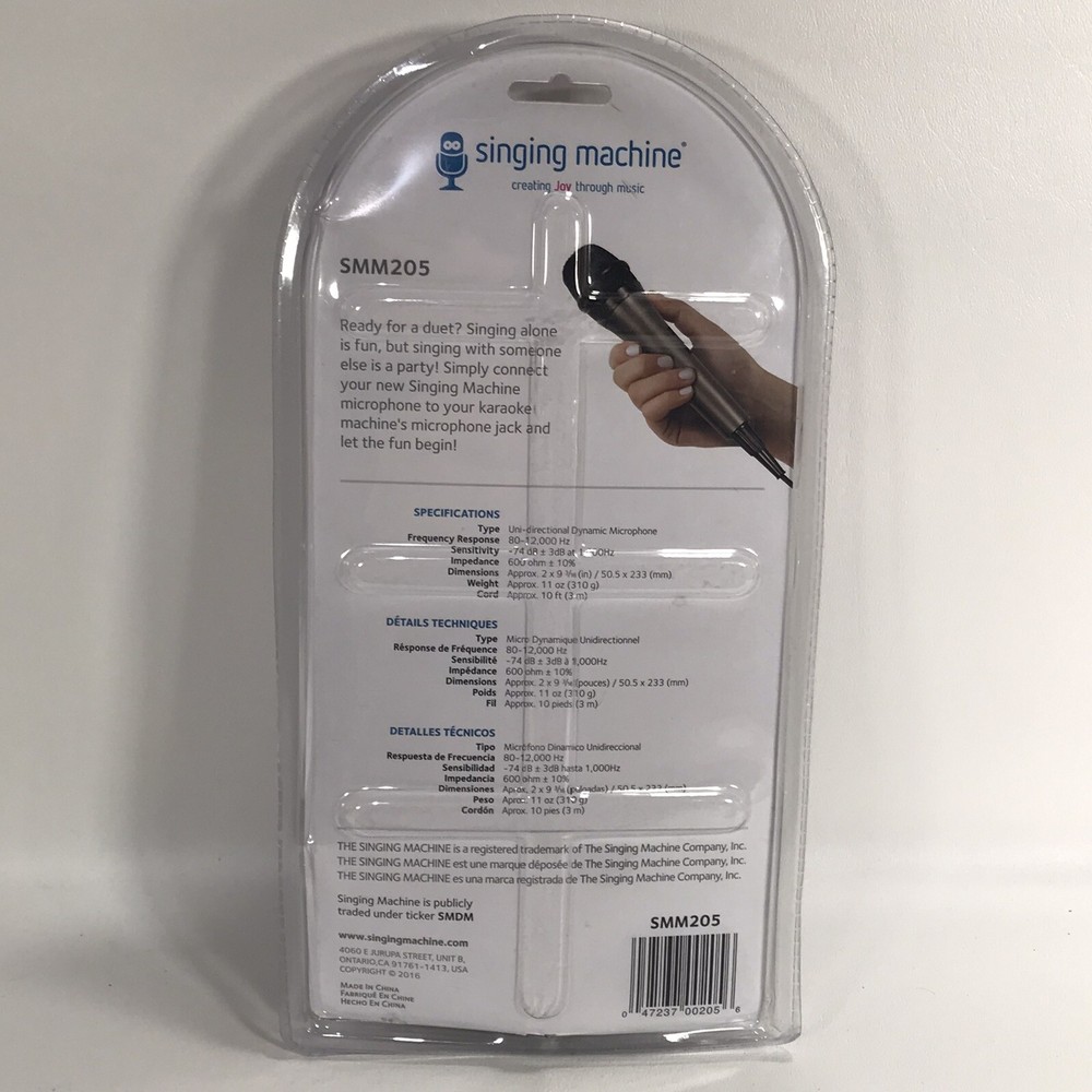 Singing Machine Karaoke Unidirectional Dynamic Microphone w/ 10 Ft. Cord NEW