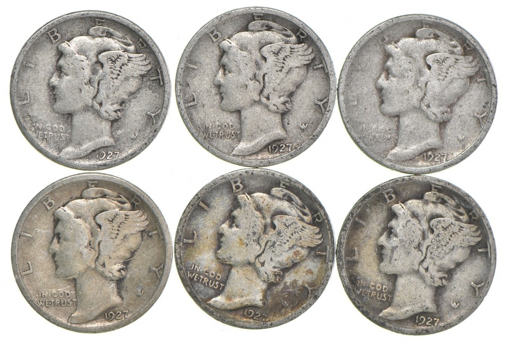 VG+ 1927-D Mercury 90% Silver Dime