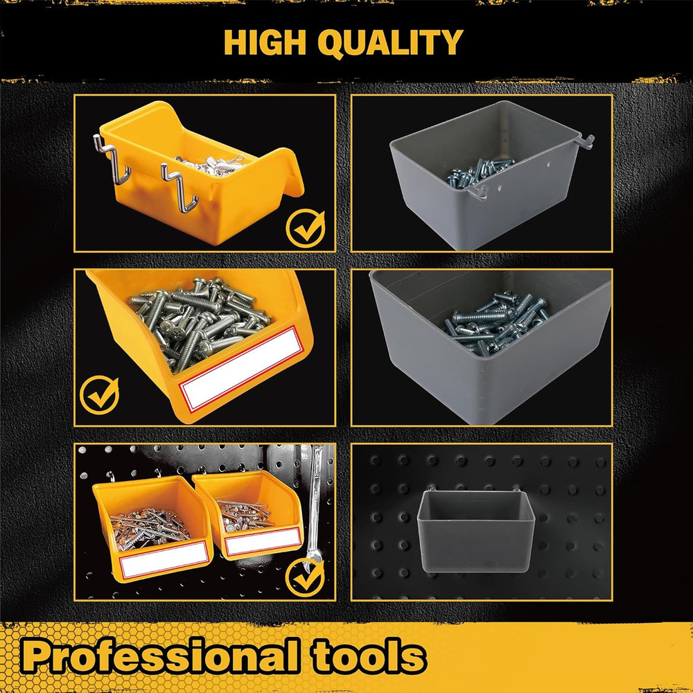ELEAD Pegboard Bins Organizer Set 12-Pack - Durable Storage Tray for Screws, Nut