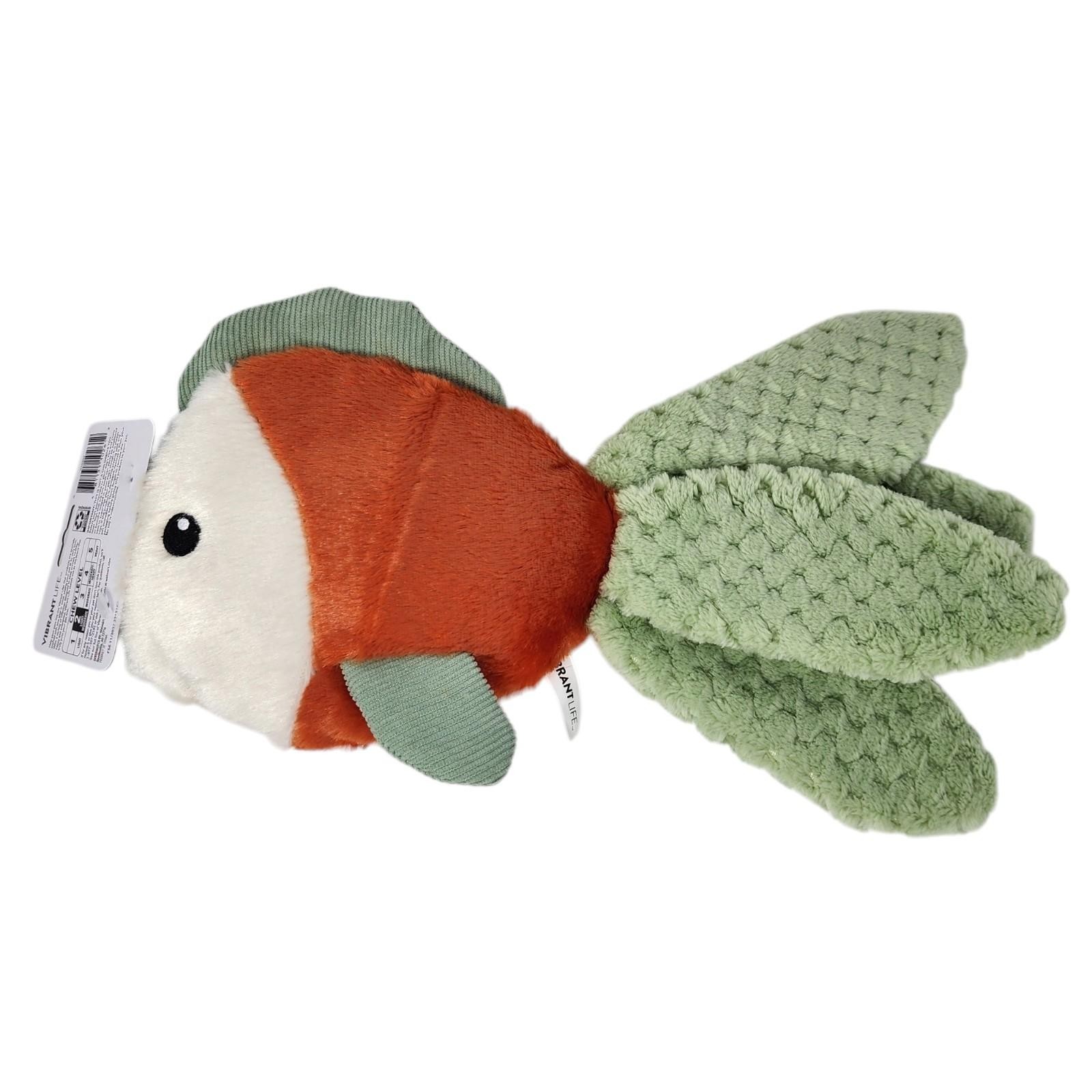 Vibrant Life Cozy Buddy Dog Chew Toy Goldfish 15 in. Large Squeaky Plush, 2 Pack