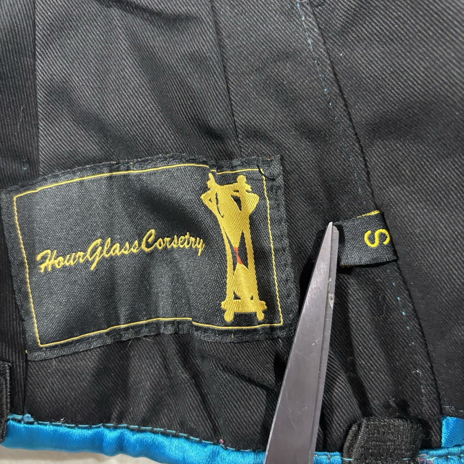 HourGlass Corsetry Corset Women's Small Satin Floral Aqua Blue Sexy Lingerie