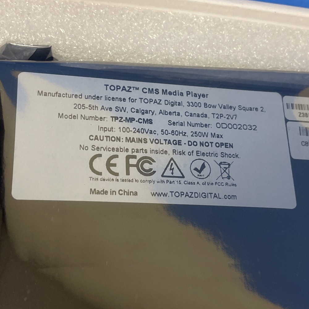 TOPAZ CMS MEDIA PLAYER TPZ-MP-CMS