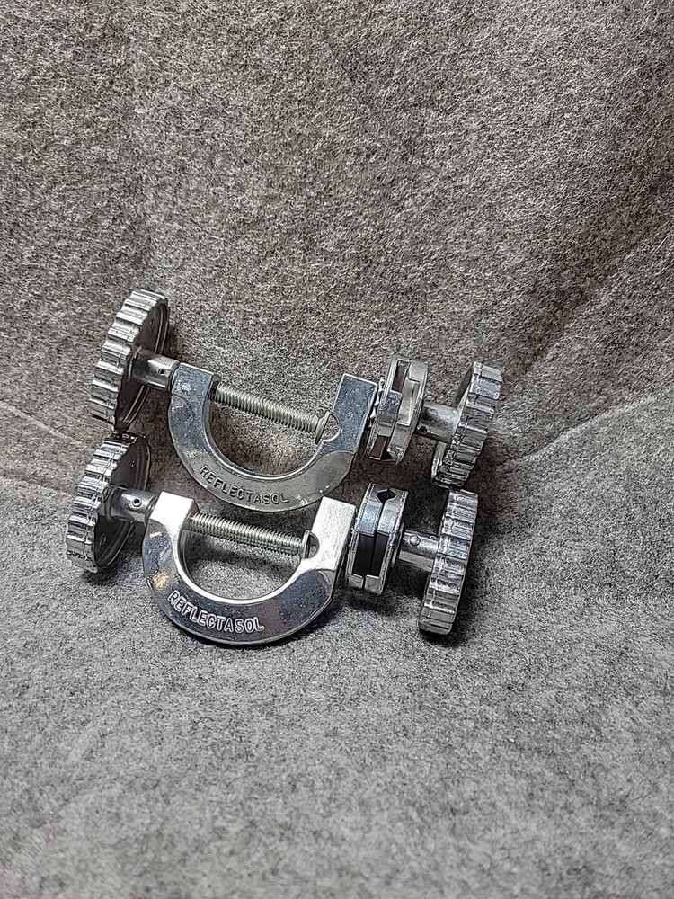 2x Larson Enterprises Reflectasol Photography Umbrella Brackets C Clamps Vintage
