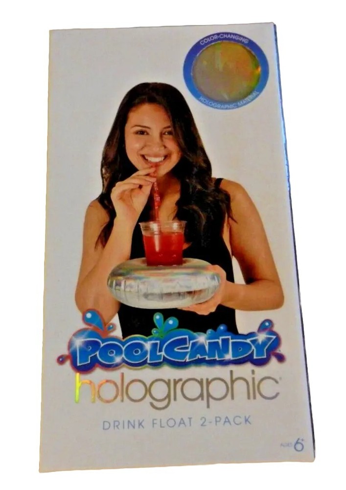 Pool Candy 2 pack Inflatable Drink Holder Floats Holographic