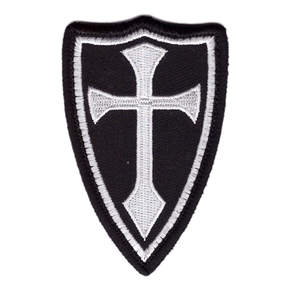 Black Crusader Templar Knights Shield Cross Deus Vult Patch Iron on