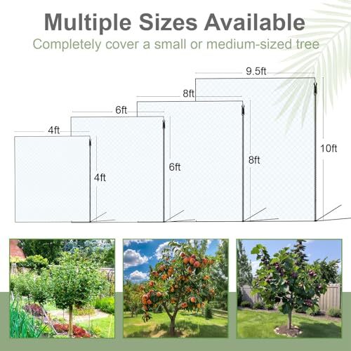 Homoda Fruit Tree Netting Cover with Zipper and Drawstring, 2 Assorted Sizes