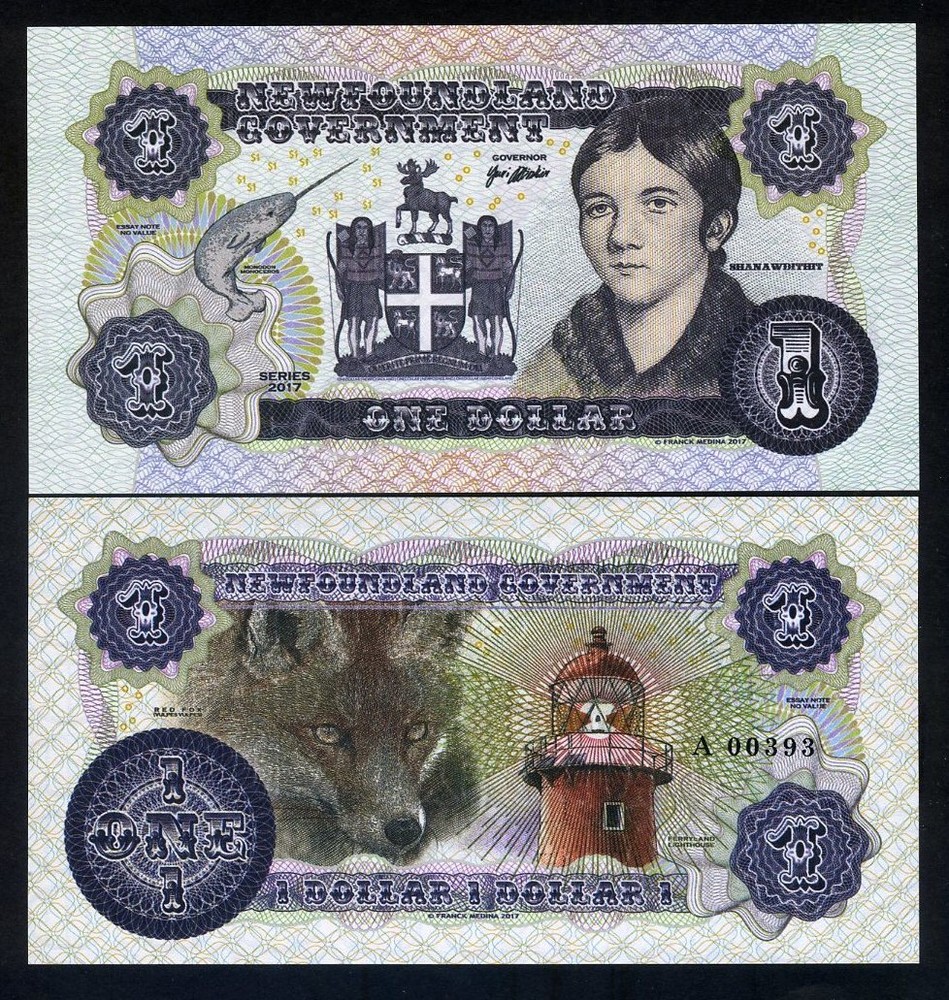 Newfoundland, Canada, $1, 2017, Private Issue, Essay UNC - Red Fox