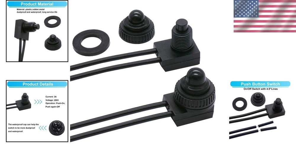 Reliable 12V Push Button Switch Set - 2PCS Waterproof for Automotive Projects