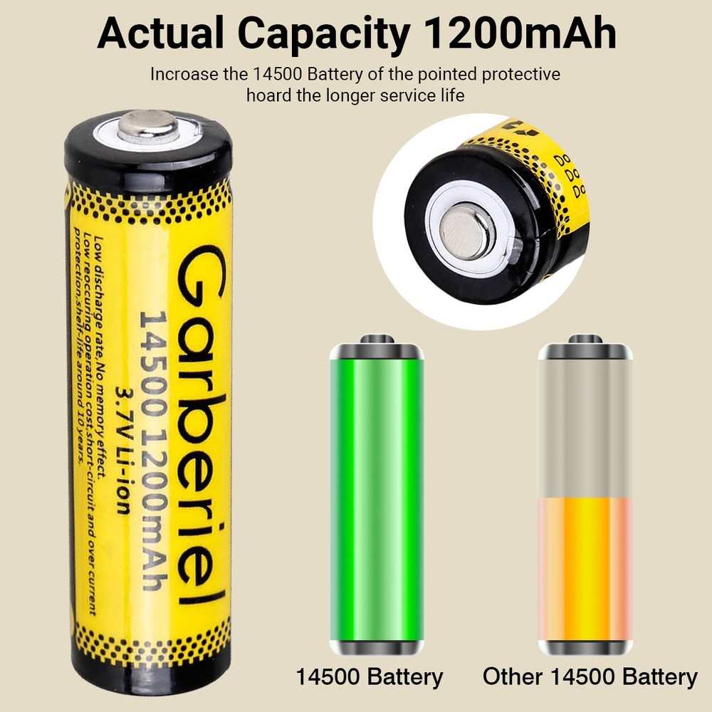 20PACK 3.7V 14500 Battery Rechargeable AA Lithium Batteries Cell for Flashlight