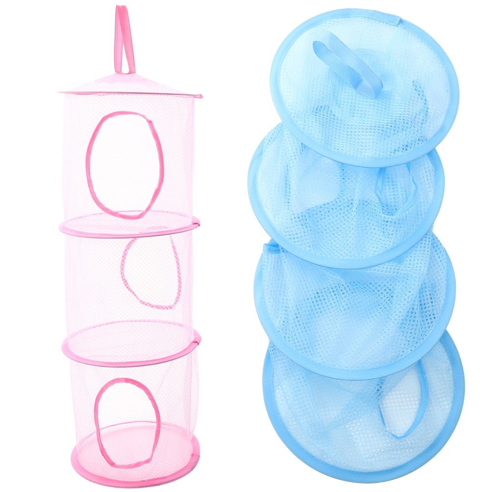 2 Pcs Hanging Mesh Organizer Multi Layer Foldable Drying Net For Plush Toys