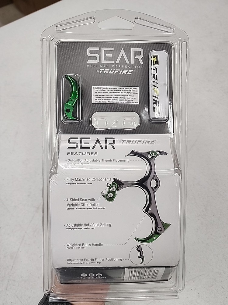 Tru-Fire Sear Hand-Held Archery Compound Bow Hinge Release Green BTG
