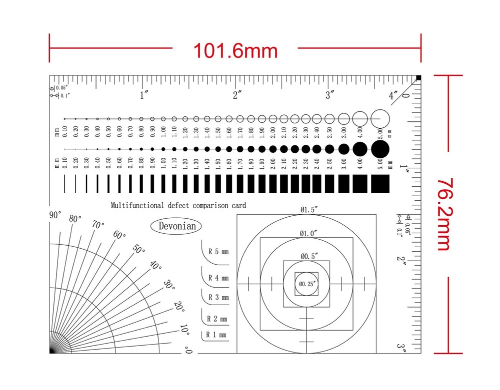 Multi-Function Inspection Gauge - Crack/Scratch/Angle Measurement Tool for Su...