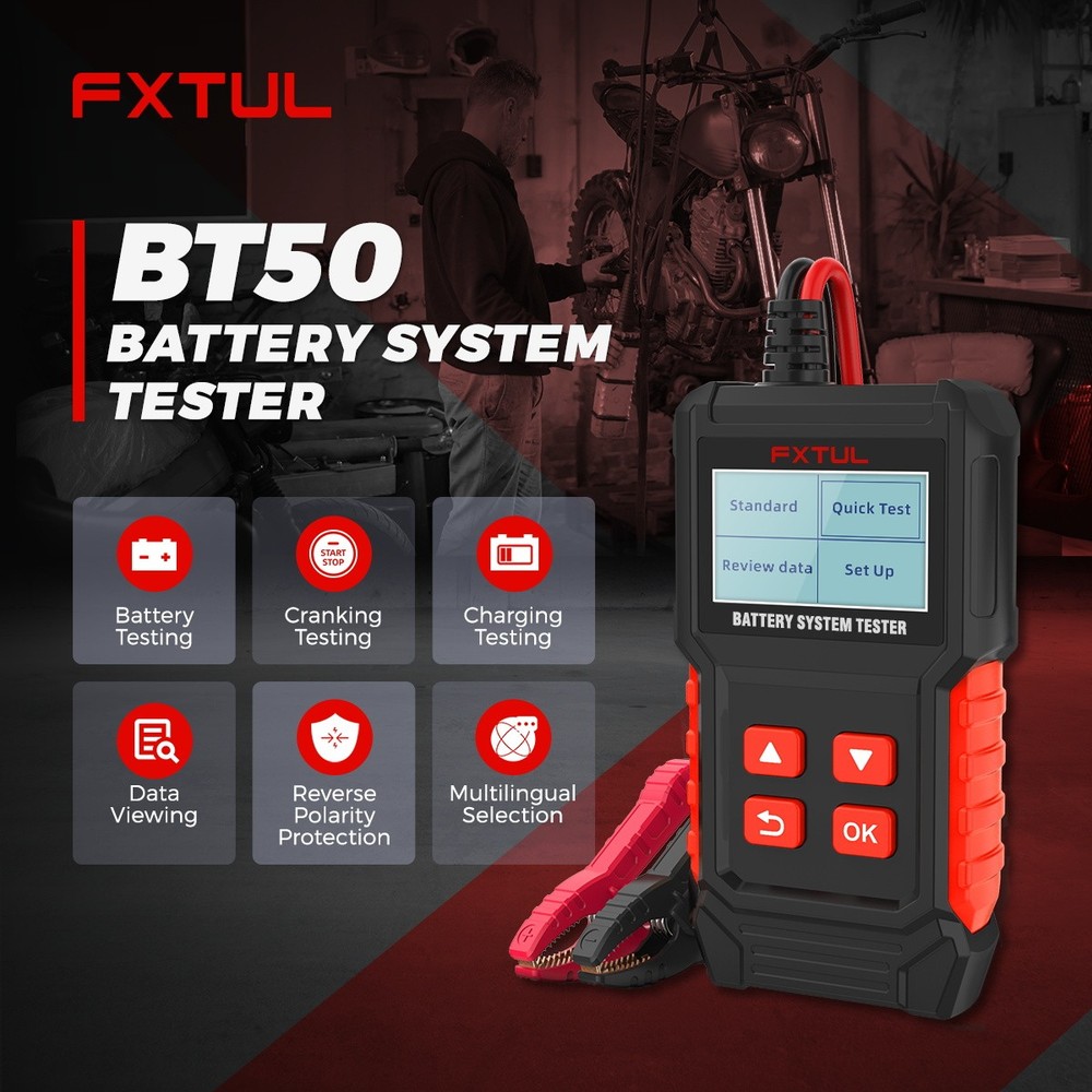 Battery System Tester Motorcycle Car Battery Diagnostic Tool CCA Test