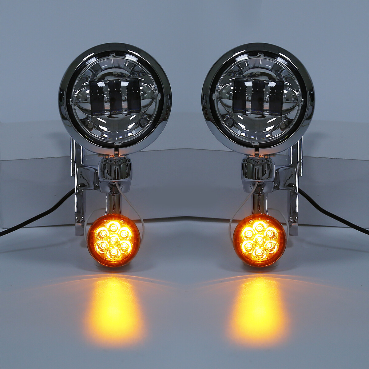 4.5" Turn Signal LED Spotlight Fog Light Bracket Fit For Harley Electra Glide US