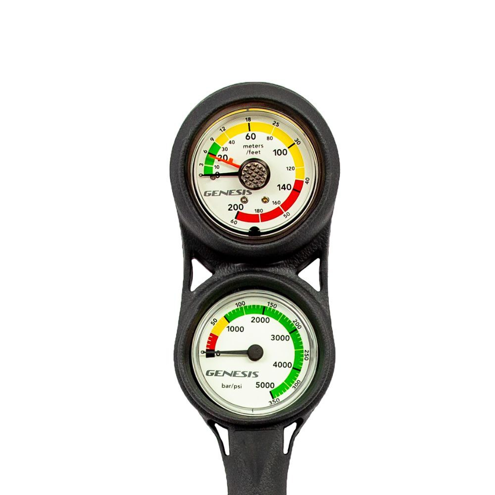 Genesis Two Gauge Analog Mini Console: Depth Gauge + Pressure Gauge