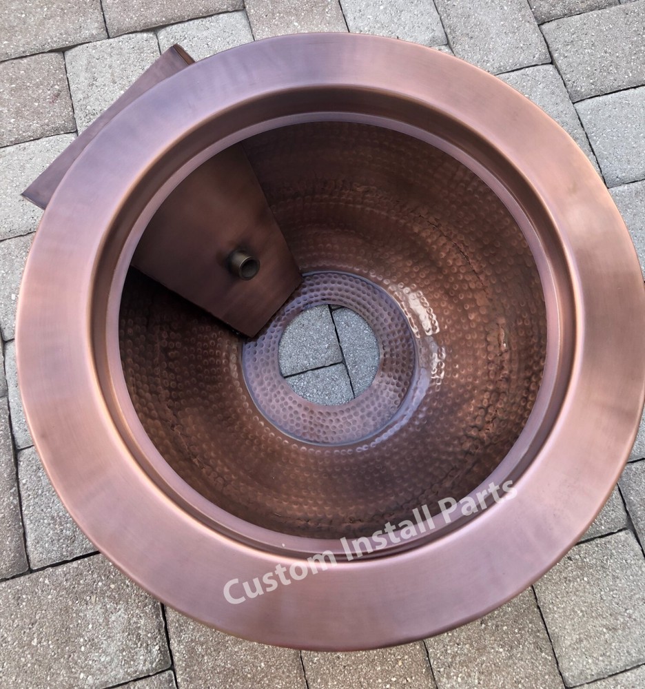 Solid Copper 26 inch Round Fire Pit Bowl Pool Fountain Waterfall Builders Series