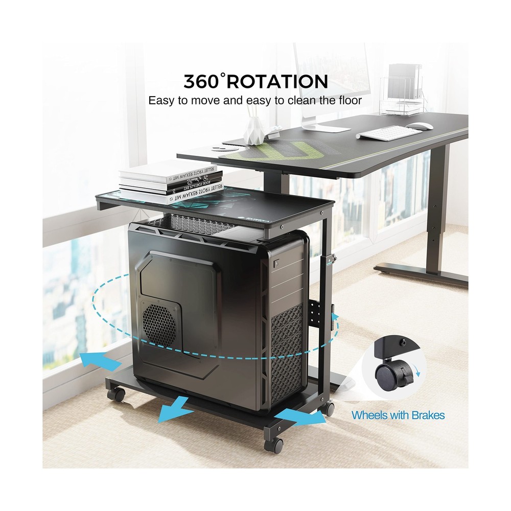 EUREKA ERGONOMIC PC Stand Computer Cart, Height Adjustable Tower Stand 2-Tier...