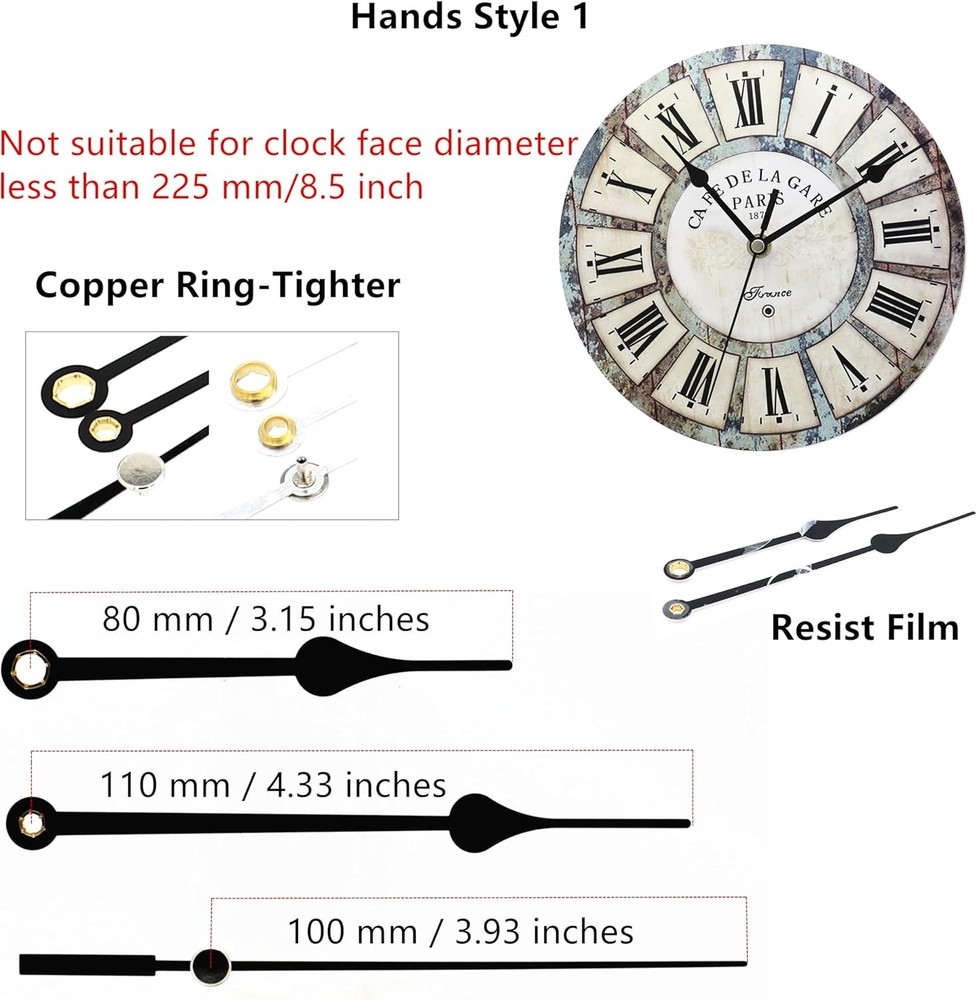 Pendulum Clock Movement Silent Battery Operated Wall Mount 13pcs