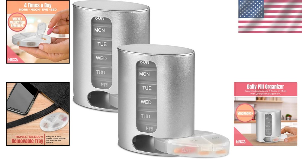 2-Pack Stackable Pill Organizers