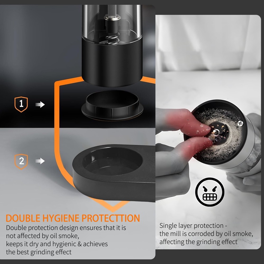 Electric Salt and Pepper Grinder Set, Automatic, Adjustable, Gift, 2 Pack