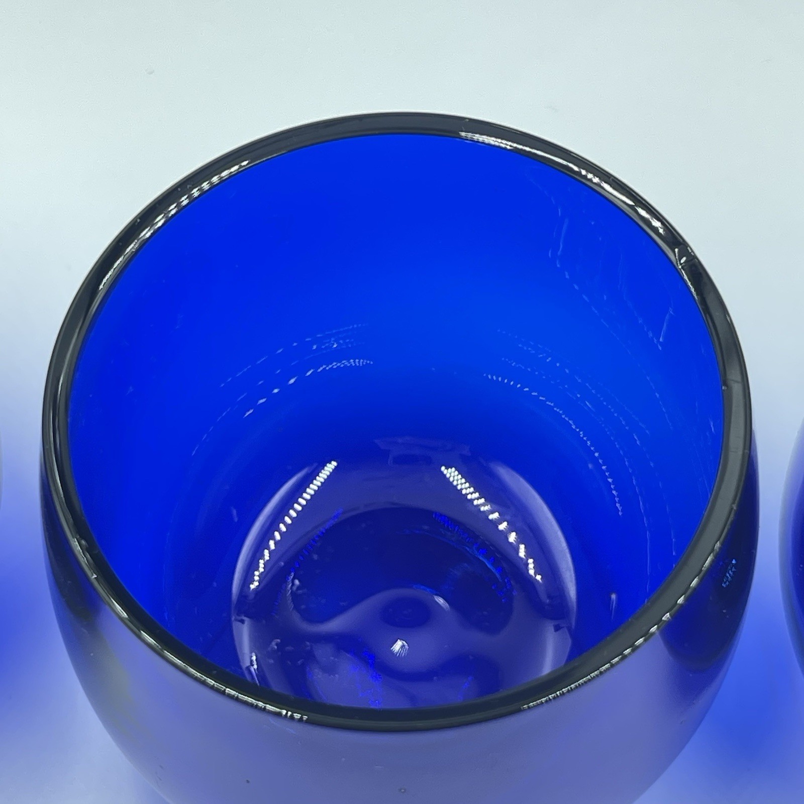 Vgt Cobalt Blue Cocktail Shaker with 4 Roly Poly Glasses Chrome Plate Shaker Top