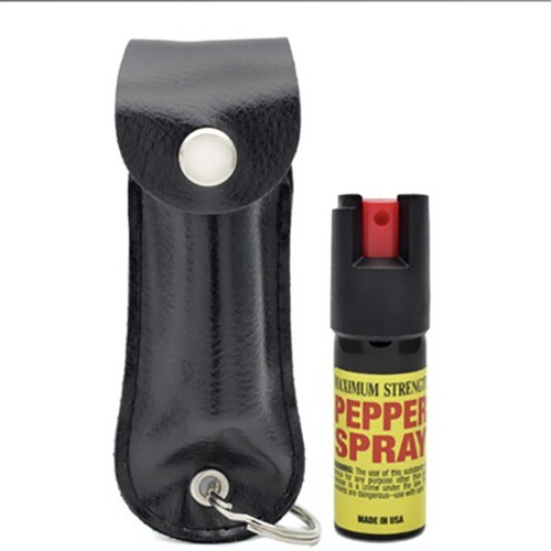 DEFENDER 10MV Rechargeable Pistol Grip STUN GUN Flashlight + Pepper Spray