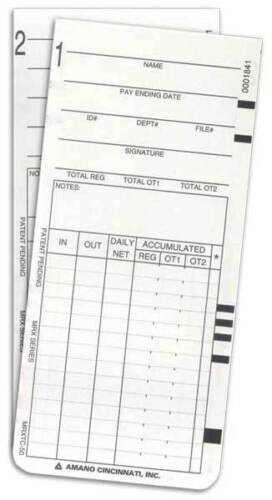 Amano MRX-35 Time Cards (Pack/50)