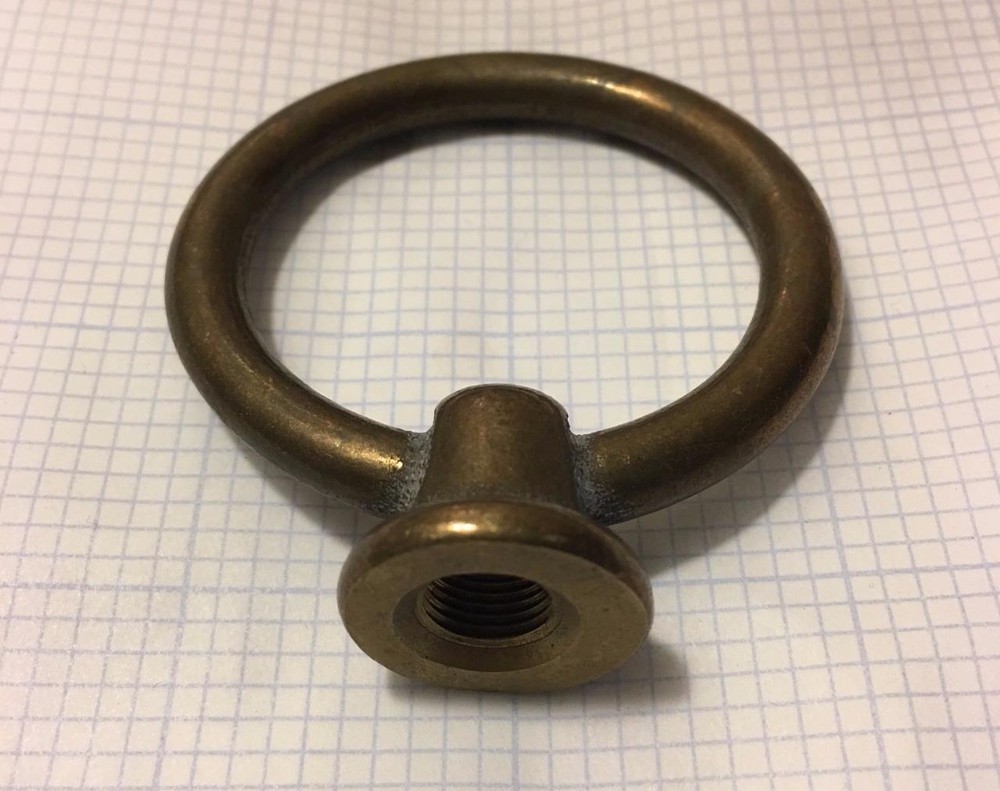 Solid Brass Loop Hook Circle Lamp Finial 2 9/16" H with wire way SHIPPING INCL