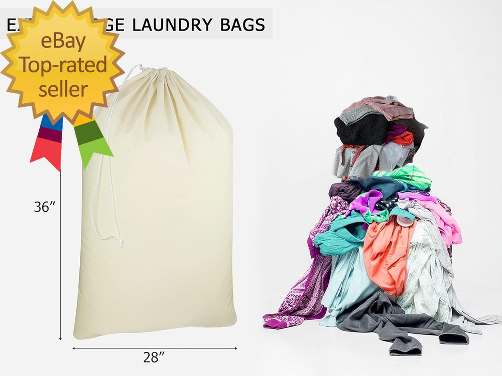 Extra Large Laundry Bags Heavy Duty Cotton Canvas Drawstring Closure Washable