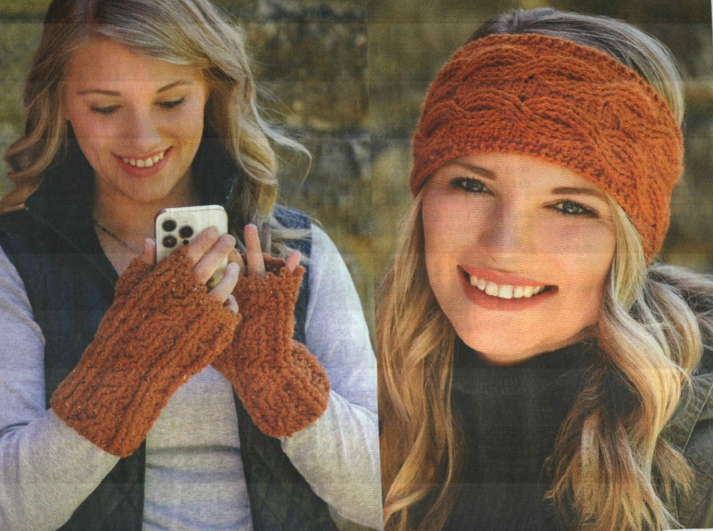 OGOKI FINGERLESS MITTS & EXTON CABLED HEADBAND CROCHET PATTERN INSTRUCTIONS