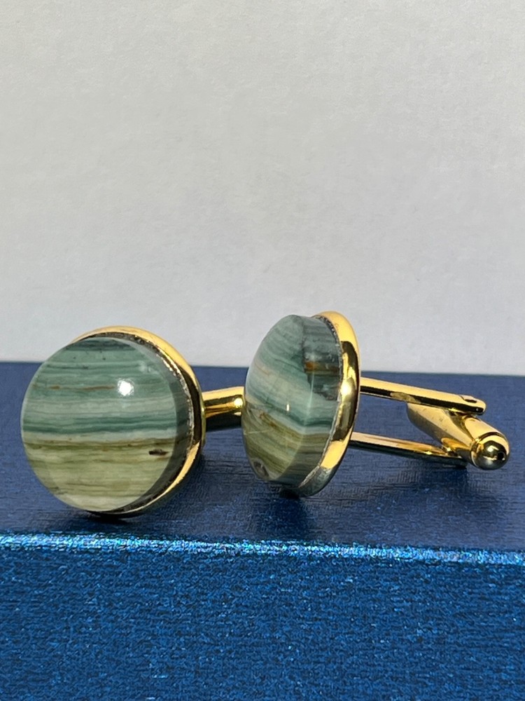 Gary Green Jasper Gold Cufflinks