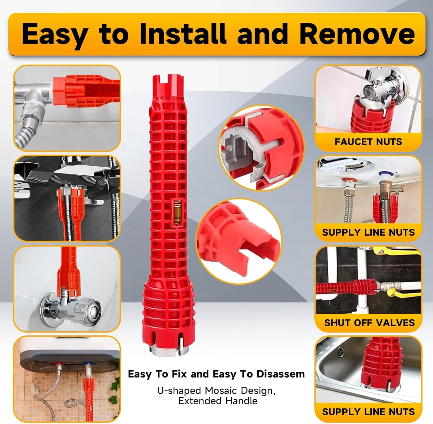 8 IN 1 Multi tool Faucet Sink Installer Pipe Wrench For Plumbers & Homeowners