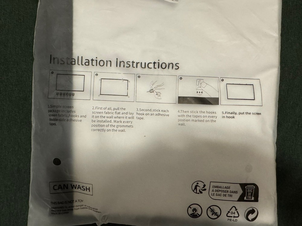 72 Inch Projector Screen 16:9 Fabric