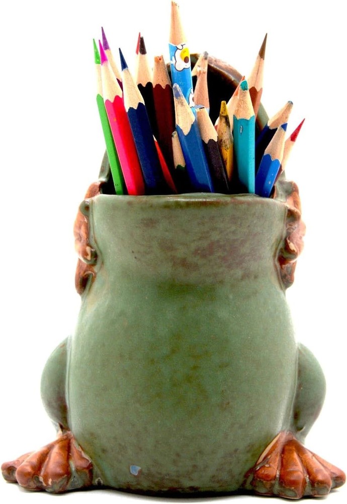 Whimsical Ceramic Frog Planter - 7" Multi-Functional Candy Dish & Pencil Holder