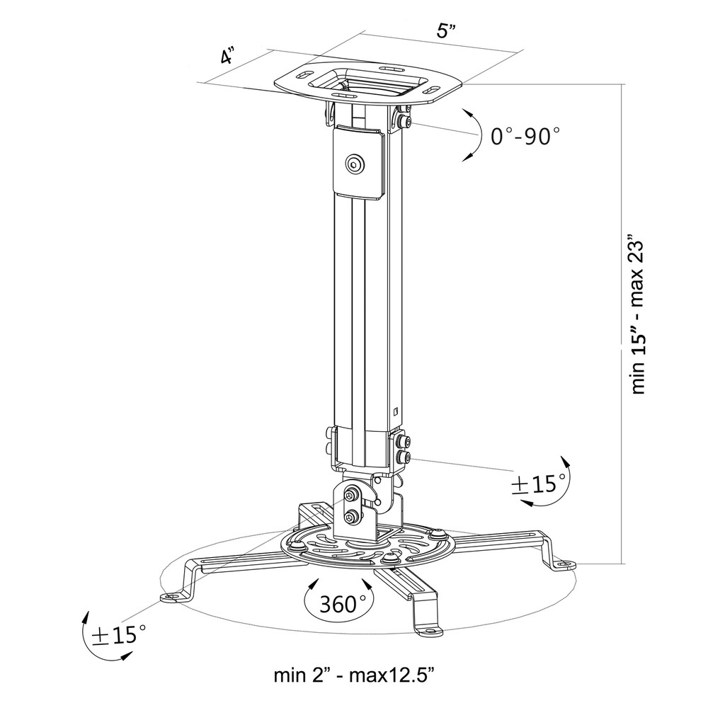 VIVO Universal Extended Ceiling Projector Mount | Height Adjustable (Black)