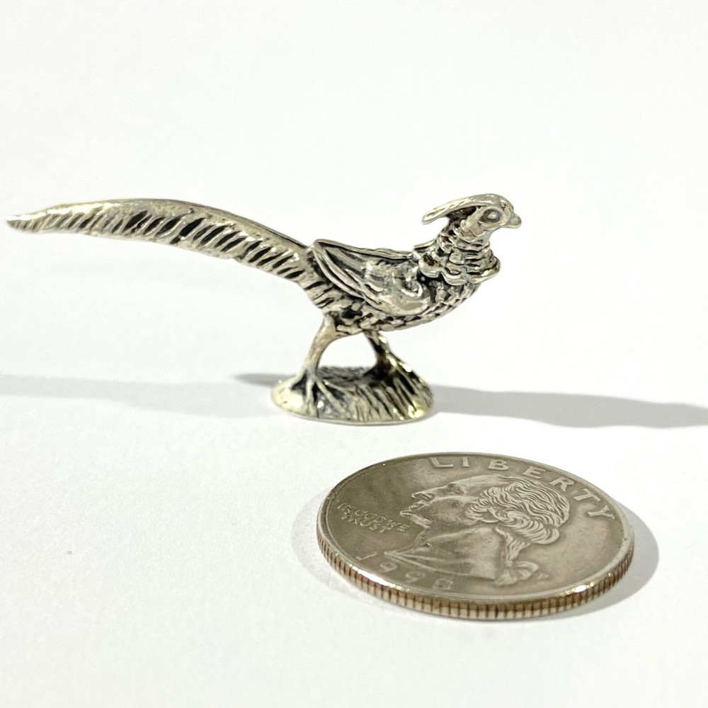 vintage solid silver pheasant miniature , hallmarked italian figurine