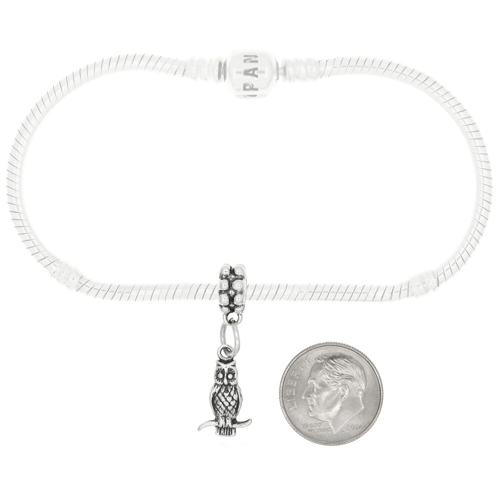 Sterling Silver Owl on Branch Dangle Bead Charm