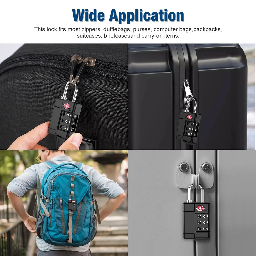 TSA Approved Cable Luggage Locks Plastic 4PCS