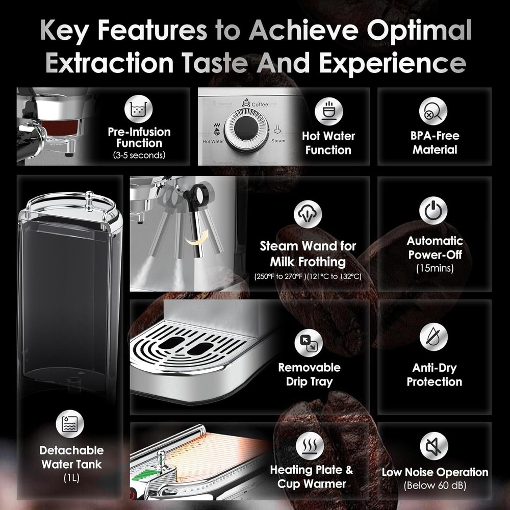 CoOptVal 20 Bar Espresso Machine ST-698-FB B2