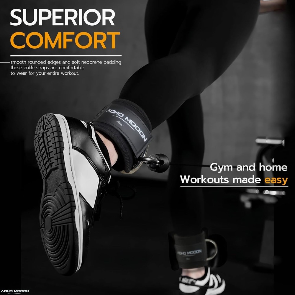 Nylon Ankle Straps with Neoprene Padding for Cable Machine Exercises