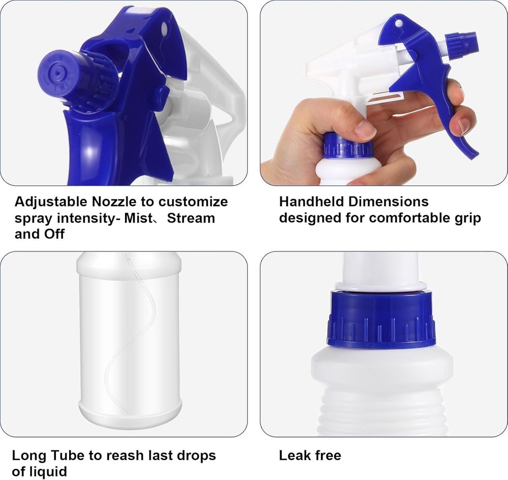 12 Pcs 16 Oz Plastic Spray Bottle, Adjustable Empty Reusable Sprayer for Cleanin