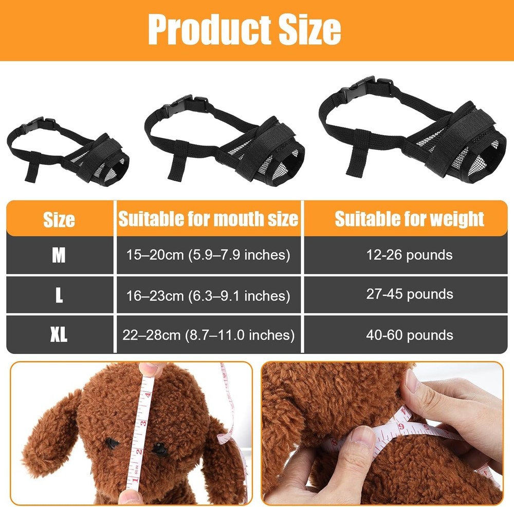 Dog Muzzle Set Small Medium Large Dogs Breathable Mesh Guard Anti-Biting Chewing
