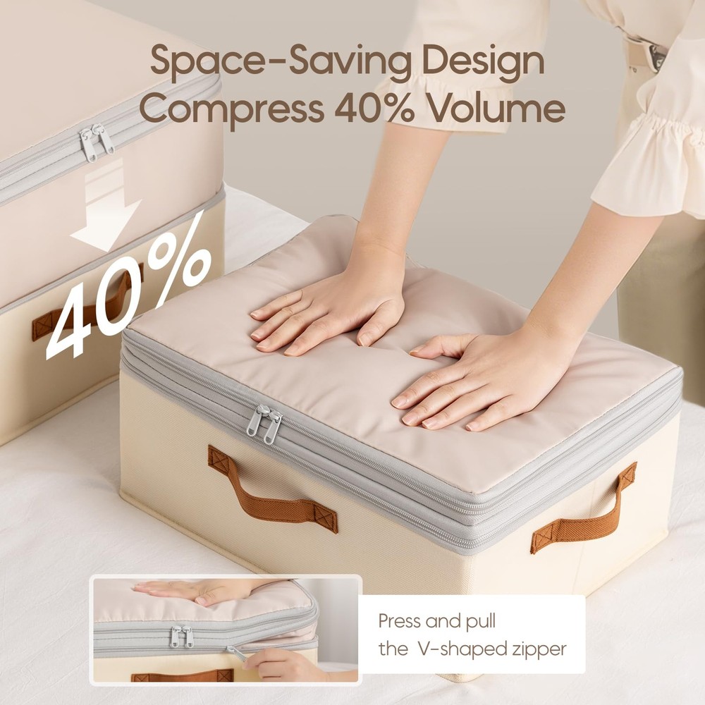 Large Closet Storage Bins - Compression Organizer Bins, Stackable Closet Orga...