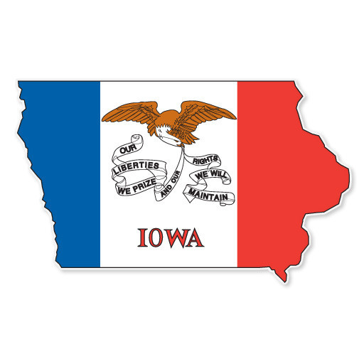 Iowa State Map Flag bumper sticker decal 5" x 3"