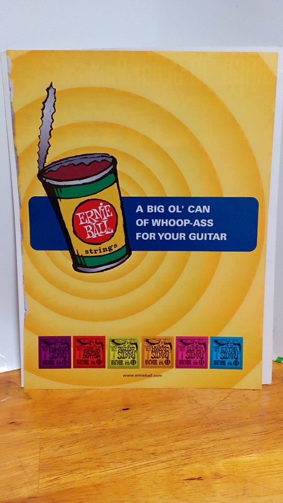 WHOOP ASS ERNIE BALL GUITAR STRINGS GUITAR PRINT AD 11 X 8.5  00699