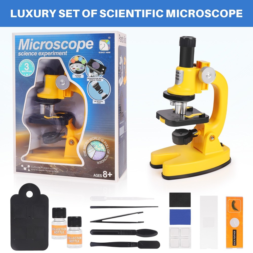 Kids Beginner Microscope Science Kit  200x-1200x Microscope Gift