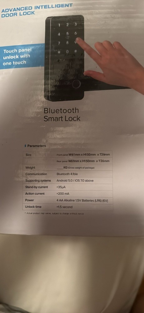 Bluetooth Smart Door Lock Fingerprint Unlock Passcode App Compatible Black